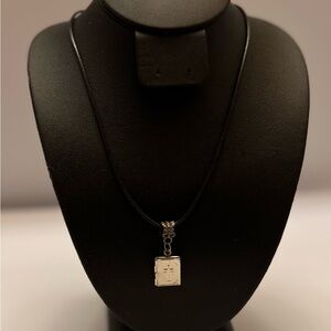 Silver Toned Cross Photo Locket Frame Pendant Necklace with Leather cord